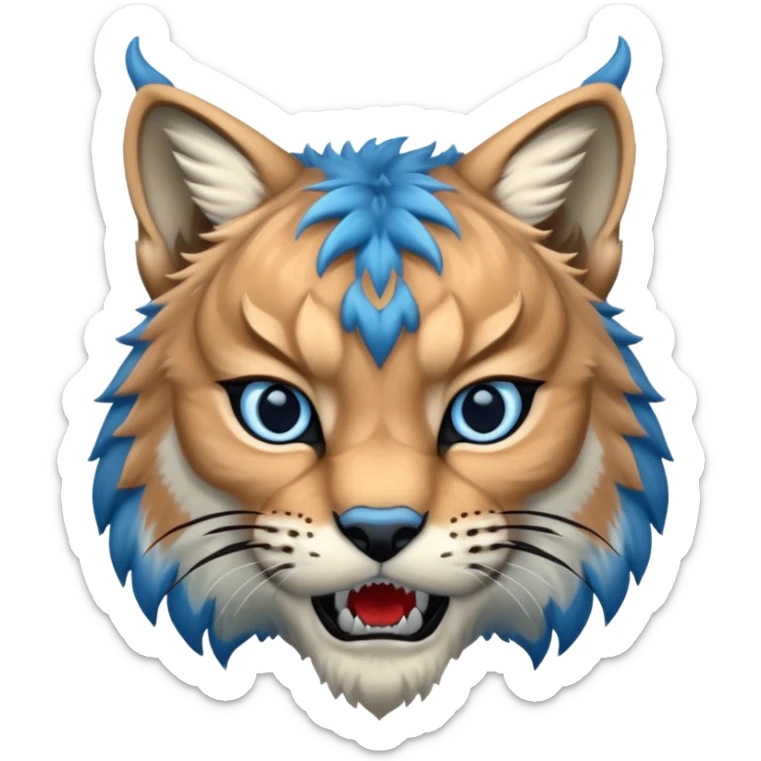 Tête de lynx : très très très féroce et bleu  sticker