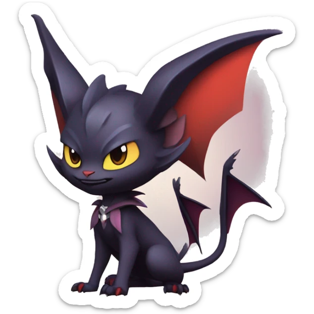  Kawaii Edgy Cool Vampiric Beautiful Noivern-Nargacuga-Litten with big Bat Ears full body sticker