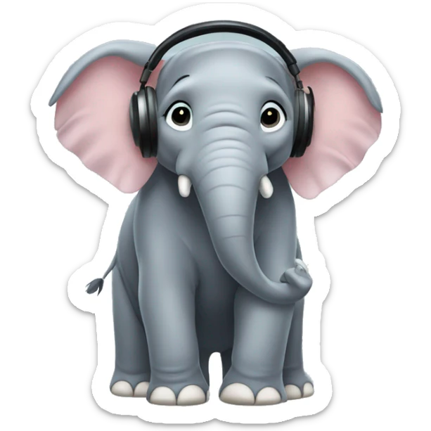 Elefant with headphones  sticker