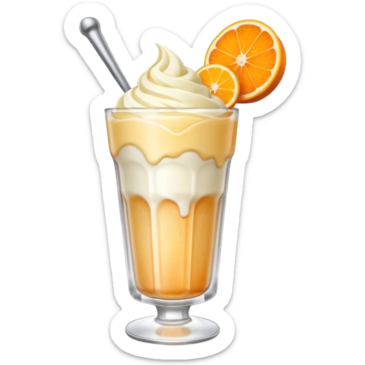 Japanese cream soda on a glass with ice ice cream vanilla 1 scoop on top sticker