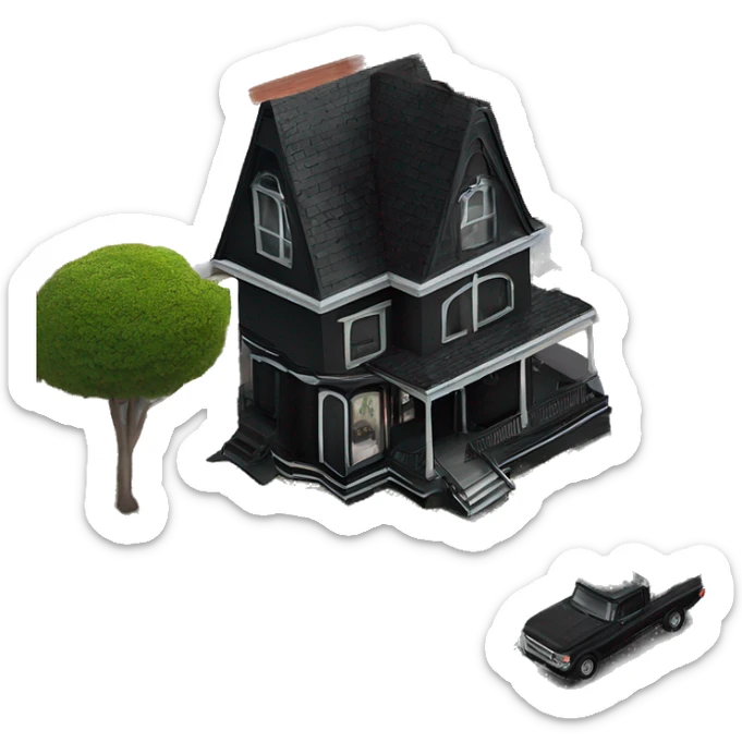 Reality morticia Addams haunted Queen Anne dream house on food truck  sticker