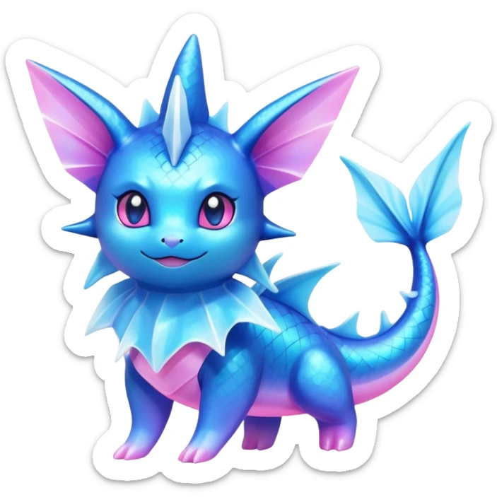 Shiny colorful Vaporeon-Amaura-Pokémon-hybrid-creature sticker