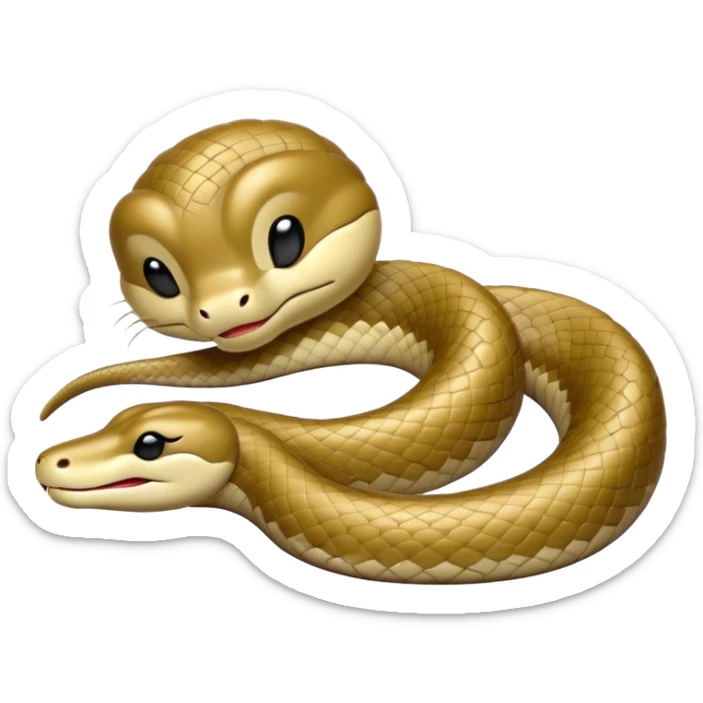 Meme-Worthy Cute Sleeping Chinese Water Snake Portrait Emoji, Head resting peacefully with a contented smile, showcasing a slender, graceful build and a luxuriously soft, shimmering scaled body, eyes gently closed in serene, fluid slumber, Simplified yet hilariously adorable features, highly detailed, glowing with a soft, drowsy aquatic light, high shine, relaxed and utterly lovable, stylized with an air of playful laziness, soft glowing outline, capturing the essence of a sleeping water snake that feels destined to become the next viral sensation of adorable aquatic rest! sticker