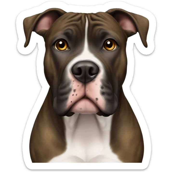 Black and Blonde Brindle Female American Staffordshire with brown eyes sticker