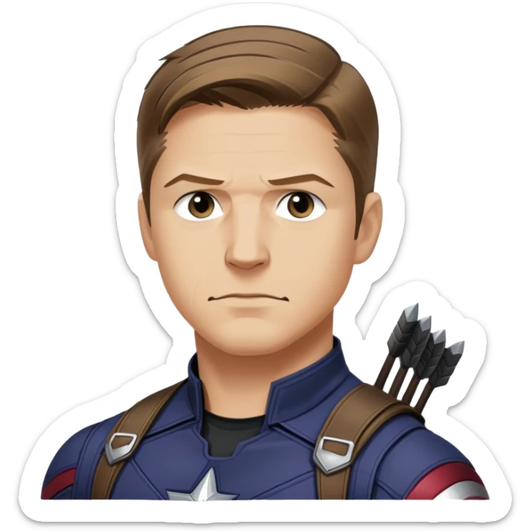 hawkeye clint barton portrait marvel, brown hair from captain america: civil war sticker