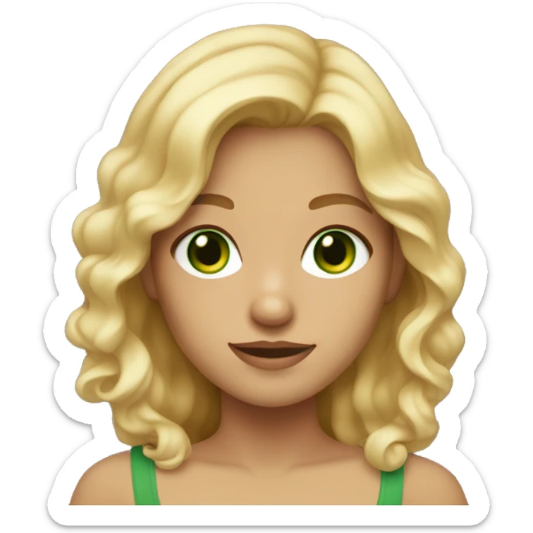 girl with tanish skin, green eyes, and wavy blonde hair sticker