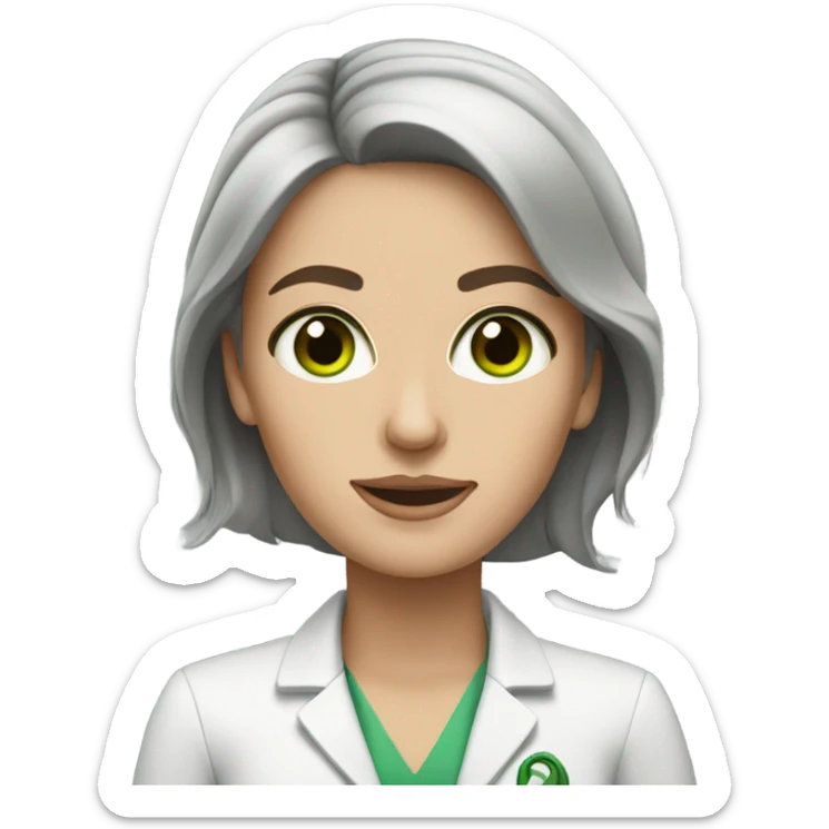 white female psychologist with brown hair and green eyes sticker