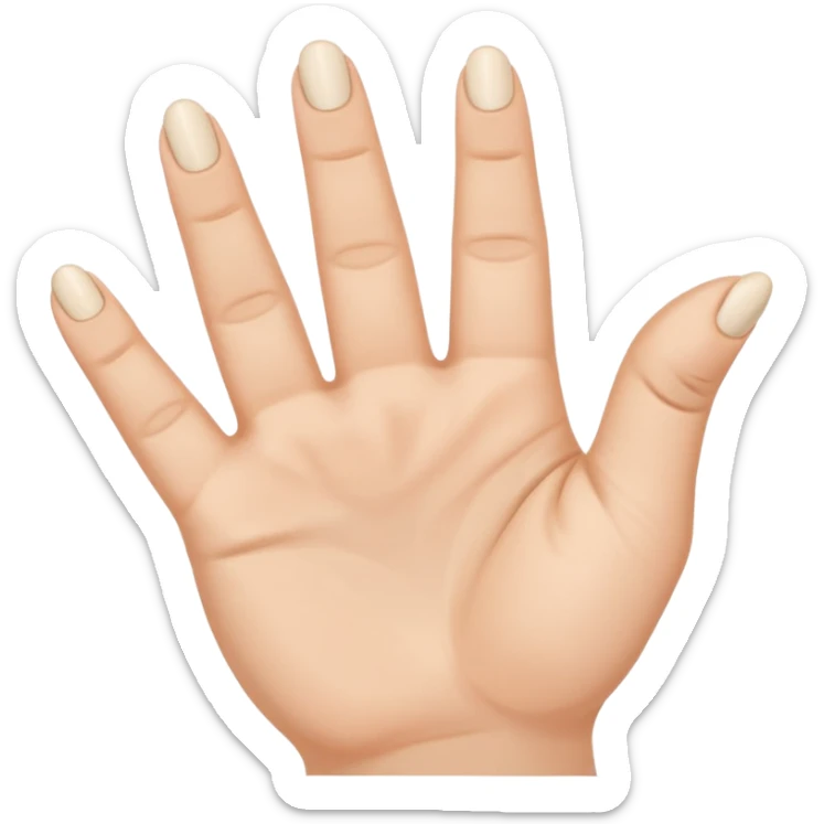 Keyboard background of cartoon woman's hand flicking me off, but has 3 middle fingers and the front of the fingers are facing me and the nail of the finger is located at the top and the knuckle joints. Other 3 fingers and thumb are folded down into fist sticker