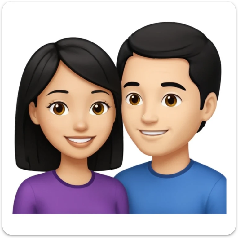 light skin black hair woman talking with a light skin black hair man, we're face to face and happy sticker