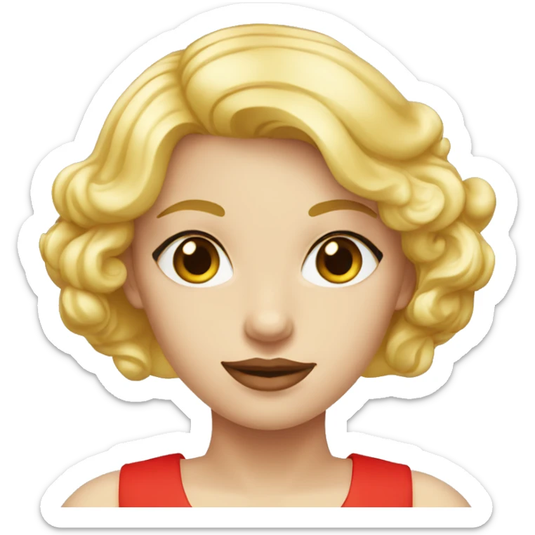 Fille très jolie blonde au yeux bleu avec robe rouge  sticker