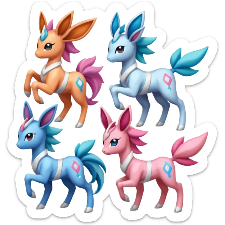 Ponyta-Meloetta-Sylveon-Dialga-Suicune-Palkia-fusion sticker