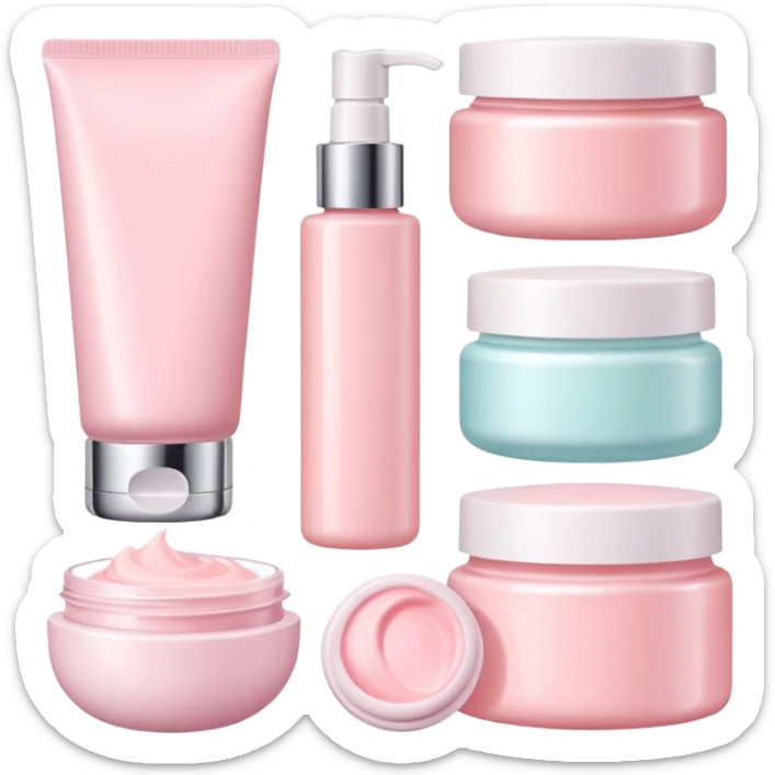 a collection of soft and pink skincare and bright and the color is not too bright sticker