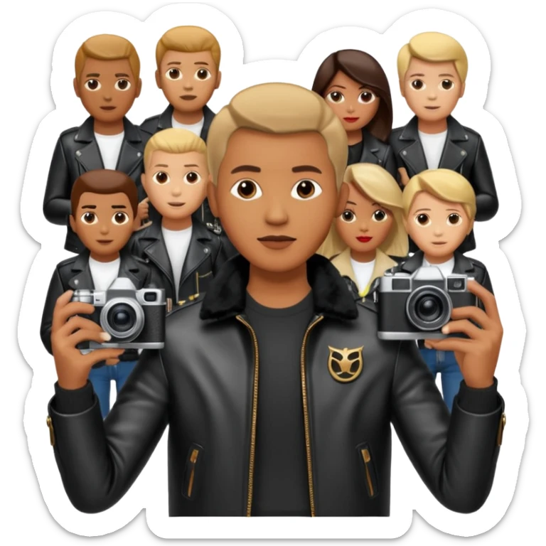 someone who's taking a photo in a room with with the wax figures of celebrities sticker