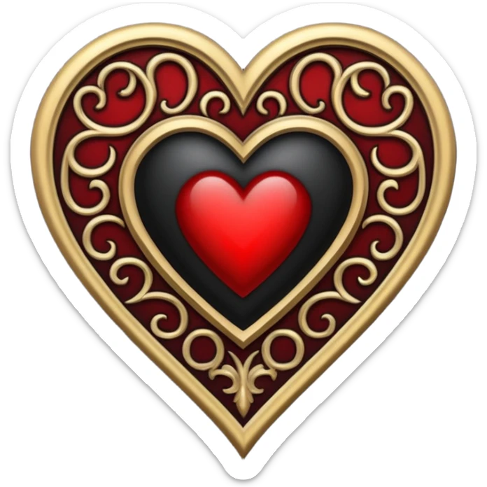 Can you make a heart with a gothic design, I want black and blood red colors . I want the letter I in the middle of the heart sticker