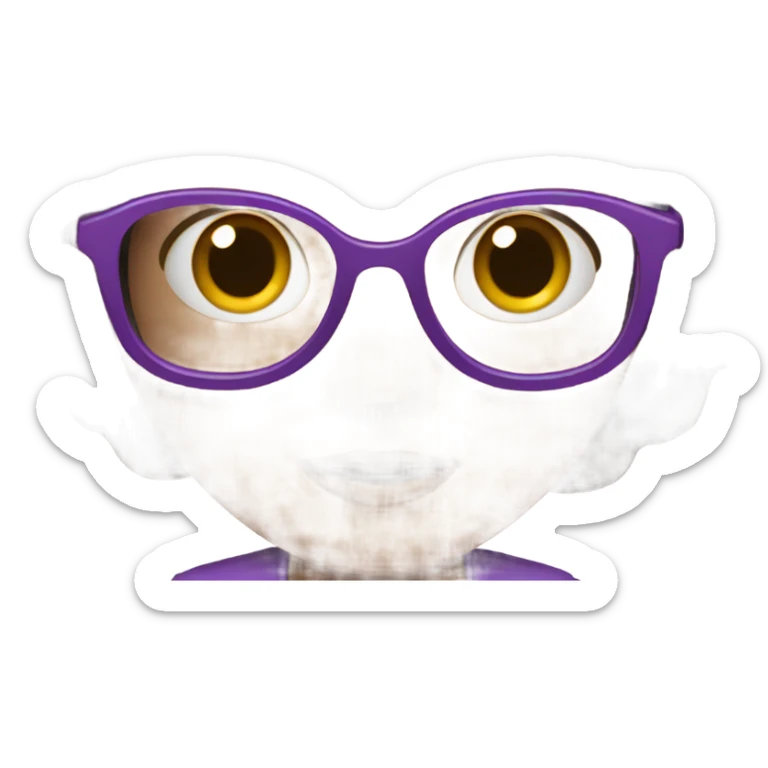 extra pale little girl in purple glasses and dark brown hair sticker