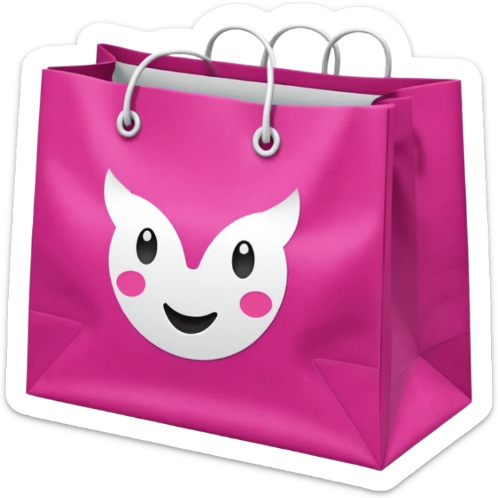 bolsa de papel fucsia con asas blancas y en el centro de la bolsa la palabra DRUNI en color blanco sticker