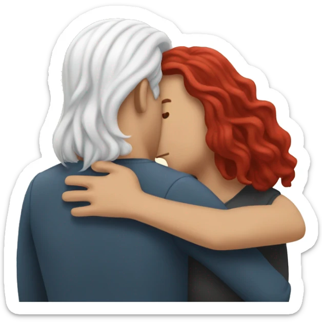 White Man with long hair hugging a white red hair woman sticker