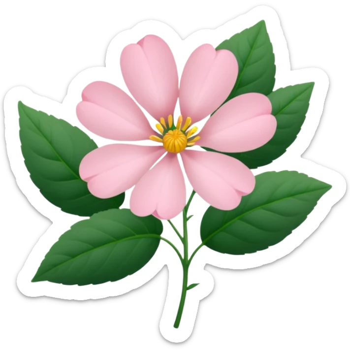 Aesthetic flowers and plants growing from the ground in colours of soft pink matching the deep green leaves (to describe/match with the word flourish) sticker