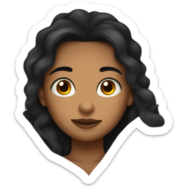 A girl tanned skin with wavy black hair and black eyes under the blanket sticker