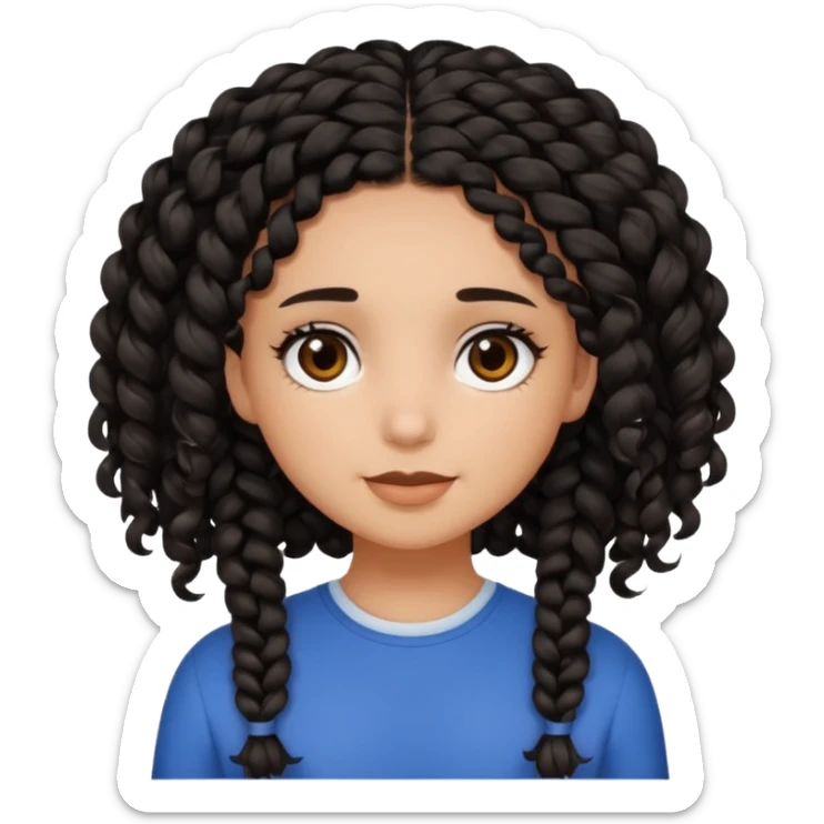 a girl with curly dark brown hair and dark brown eyes. add a best friend who is black with black braids and dark brown eyes sticker