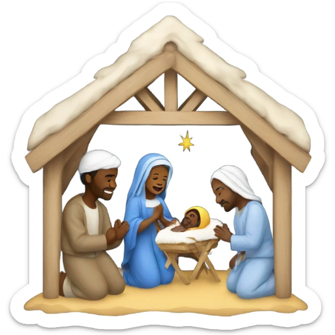 American Nativity scene  sticker