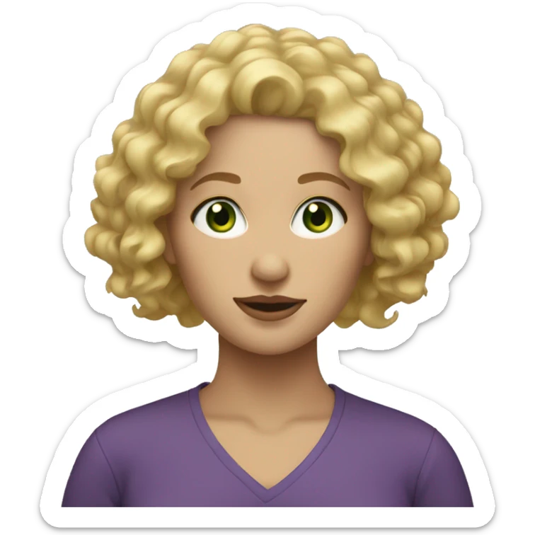 woman with blonde curly hair and green eyes sticker