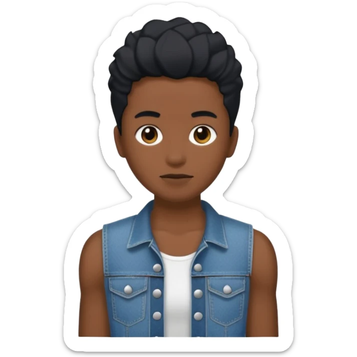 Un personnage noir avec un débardeur blanc et un jean 👖 avec des cheveux court  sticker