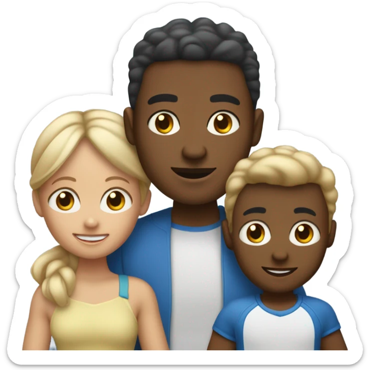 familia adoptiva papas afroamericanis niño blanco y de pelo rubio ojos azules sticker