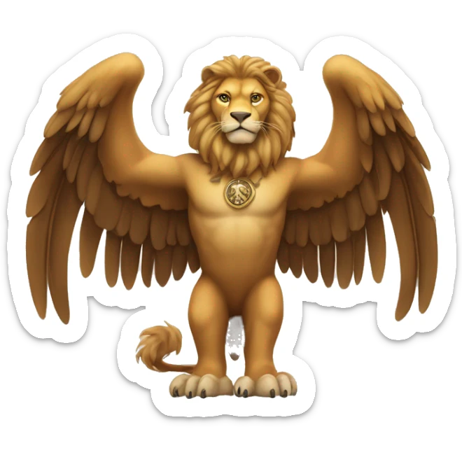 a legendary creature with the body, tail, and back legs of a lion, and the head and wings of an eagle with its talons on the front legs sticker