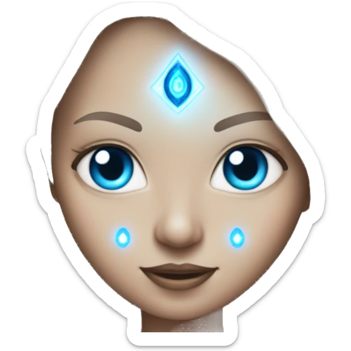 magical diva with thin pink andromedan skin long hair and blue eyes glowing third eye sticker