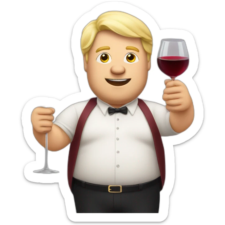 Fat blond man with a glass of red wine in his hand dan un like a drunk sticker