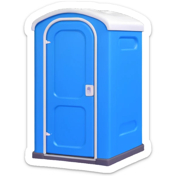 portable toilet portaloo 3D blue plastic white roof realistic but friendly sticker