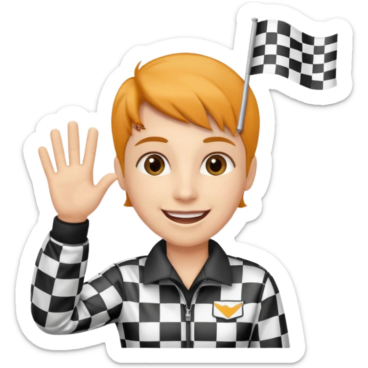 SONO UN DIRETTORE DI GARA AUTO E SBANDIERO CON LA BANDIERA A SCACCHI PUOI GENERARE MENTRE SBANDIERO AUTO   E LE AUTO? sticker