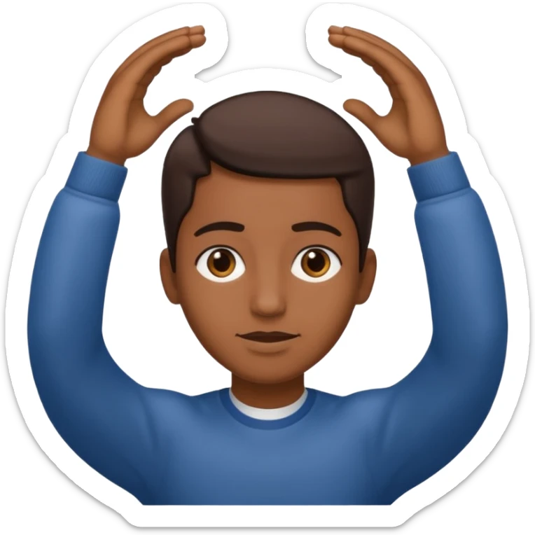 🥷🏽: inspire toi de cet emoji faisant en sorte qu’il est les mains sur les deux côtés de la tête  sticker