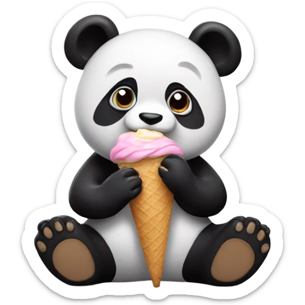 Panda eating ice cream sticker