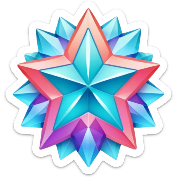 
Star color in in gradient of turquoise, blue, pink, purple, and coral crystal texture sticker