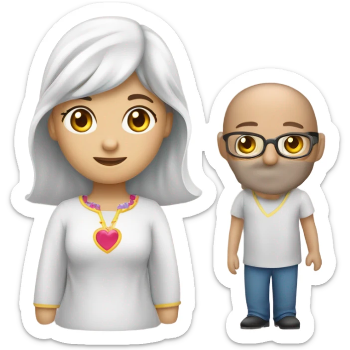 O fata care tine o gaina alba in brate fata alba cu rochie roz sticker