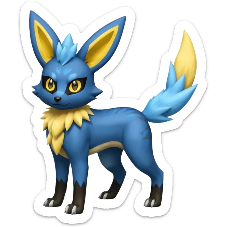 Lucario-Umbreon-Zeraora-Jolteon-Fakémon-hybrid-creature (full body)  sticker
