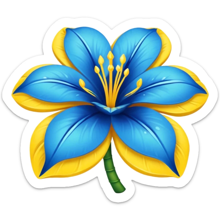 flor hawaiana azul con centro amarillo con pétalos grandes y brillantes sticker