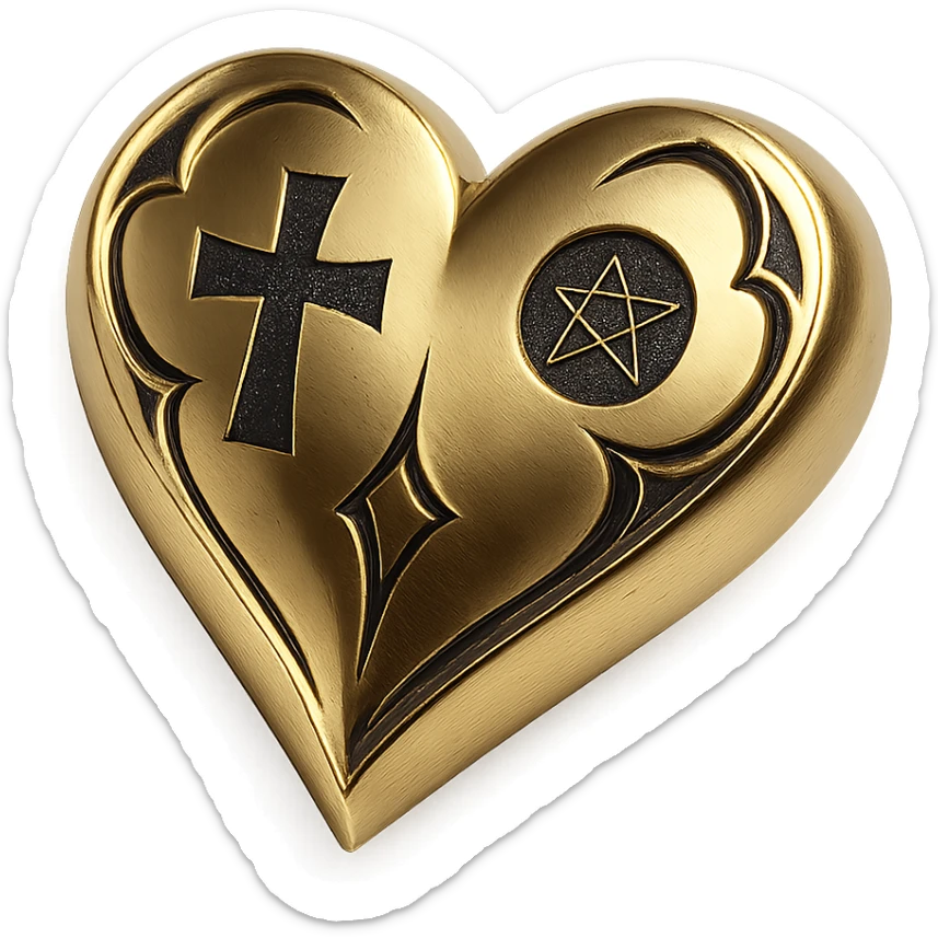 white goth heart, minimal, edgy, dark accents sticker