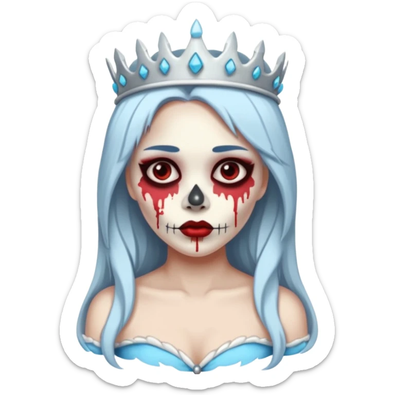 An attractive Alaskan princess, full body, facing to the right. In the style of your bleeding skull art. Full body facing in the right side of the screen sticker