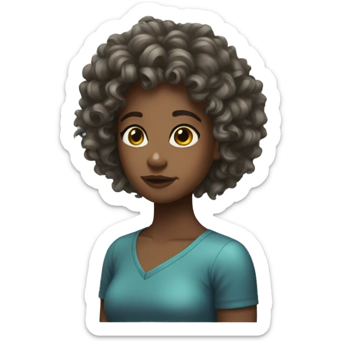 glass girl curly hair  sticker