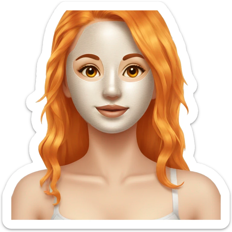 Girl with orange hair with face mask spa beauty full face relaxing sticker