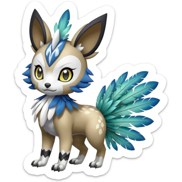 Meloetta-WereGarurumon-Trico-Pokémon-Fakémon-fusion-hybrid-creature sticker
