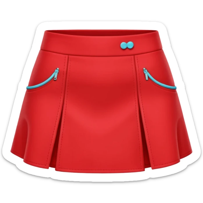 A 3D cartoon red skort (skirt-shorts combo) with gentle fabric folds and neat finish, isolated on plain background, Memoji-style. sticker