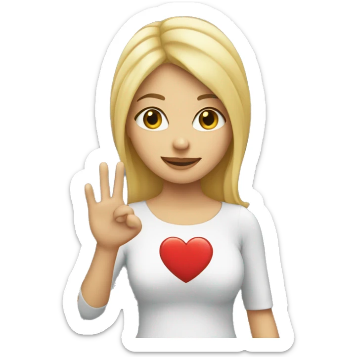 blonde girl holding i love you sign sticker