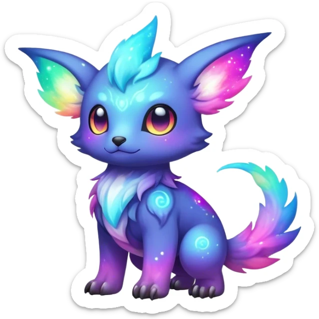 Cute cool colorful nebula fantasy animal hybrid Fakemon full body sticker