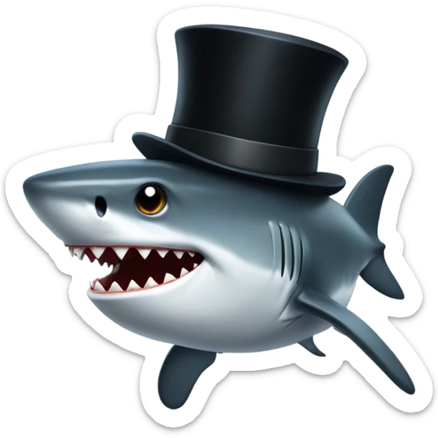 Shark with a top hat sticker
