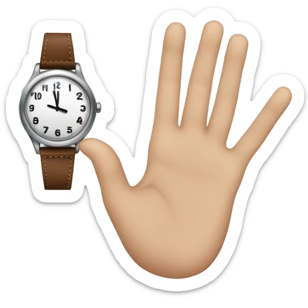 A White person with a Watch in a hand, and on the another hand showing the number 1 with it’s finger  sticker