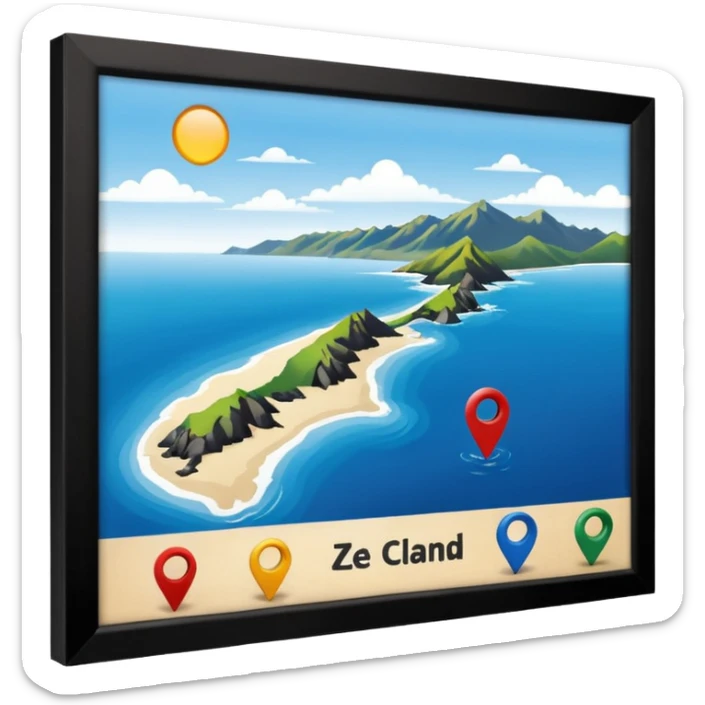 like the last one but more locaters on a wider range of map - west coast of south island nz sticker
